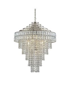 Meadows - Nickel Clear Crystal Glass 7 Light Ceiling Pendant Light