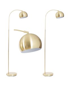 Set of 2 Satin Brass Dome Floor Lights