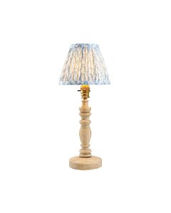 Endon Lighting - Bibury & Leaf 16cm - 115922 - Ash Wood Aged Brass Blue Table Lamp With Shade