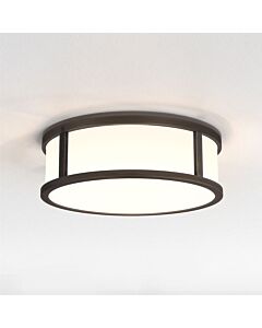 Astro Lighting - Mashiko Round 230 - 1121097 - Bronze & White Glass IP44 Bathroom Ceiling Flush Light
