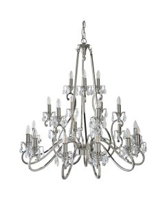 Interiors 1900 - Oksana - UL1P21N - Nickel Clear Crystal Glass 21 Light Chandelier