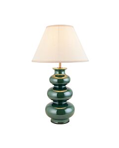 Endon Lighting - Monroe & Ivy 30cm - 116479 - Green Aged Brass Vintage White Ceramic Table Lamp With Shade