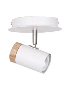 Stratton - White with Wood Detail Single Spotlight