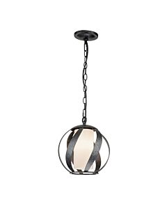 Quintiesse - Blacksmith - QN-BLACKSMITH-P-OBK - Black Opal Glass IP44 Outdoor Ceiling Pendant Light