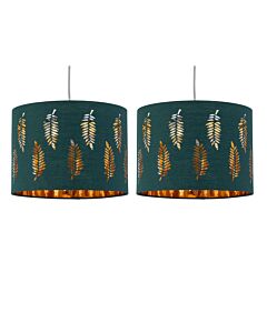 Set of 2 Fern - Dark Green Cut Out 25cm Pendant Lightshades