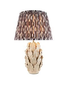 Endon Lighting - Layered Leaf & Ikat 35cm - 116463 - Cream Crackle Aged Brass Grey Ceramic Table Lamp With Shade