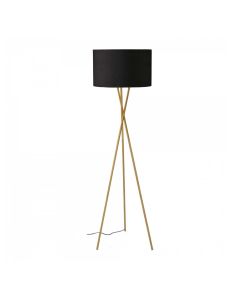 Hayley - Brass Tripod Floor Lamp with Black Shade