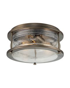 Kichler Lighting - Ashland Bay - KL-ASHLANDBAY-F-BU - Burnished Bronze Clear Seeded Glass IP44 Outdoor Ceiling Flush Light