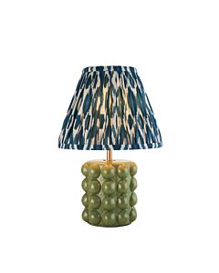 Endon Lighting - Bobble & Ikat 25cm - 116300 - Olive Green Aged Brass Blue Ceramic Table Lamp With Shade