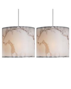 Set of 2 White Marble Print Ceiling Light Shades