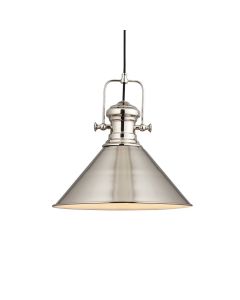 Endon Lighting - Brampton - 96178 - Nickel White Ceiling Pendant Light