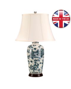 Elstead Lighting - Blue Traditional - BLUE-TRAD-WP-TL - Blue And White Wood Cream Ceramic Table Lamp With Shade