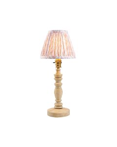 Endon Lighting - Bibury & Leaf 16cm - 115923 - Ash Wood Aged Brass Peach Table Lamp With Shade