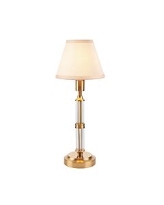 Endon Lighting - Morton Rechargeable & Ivy 16cm - 114849 - LED Aged Brass Vintage White Touch Table Lamp With Shade