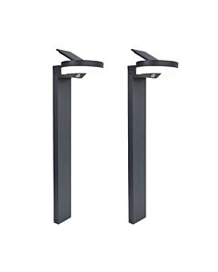 Set of 2 Runda - LED Dark Grey Opal IP54 Solar Outdoor Post Lights