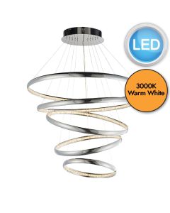 Endon Lighting - Ozias - 81906 - LED Chrome Clear Crystal Glass Ceiling Pendant Light