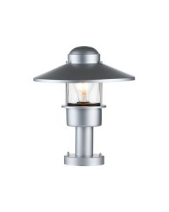 Elstead Lighting - Klampenborg - KLAMPENBORG-PED-SIL - Silver Clear Glass IP44 Outdoor Post Light