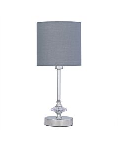 Chrome Jewelled Table Lamp with Grey Cotton Shade