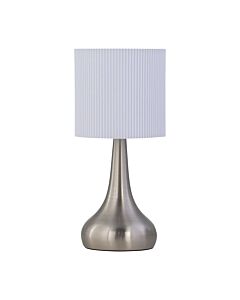 Romana - Brushed Chrome Touch Operated Table Lamp with White Pleated Shade