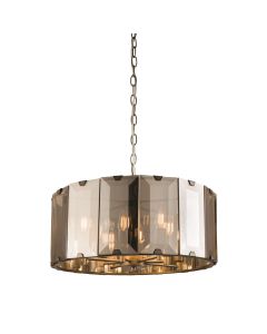 Endon Lighting - Clooney - 61294 - Slate Grey Smoked Cut Glass 8 Light Ceiling Pendant Light