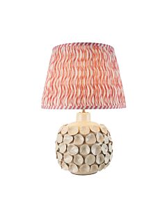 Endon Lighting - Borello & Ripple 35cm - 116401 - Cream Crackle Aged Brass Pink Ceramic Table Lamp With Shade