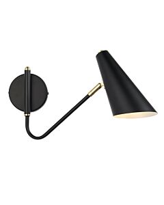 Dakota - Matt Black & Brushed Gold Adjustable Wall Lamp