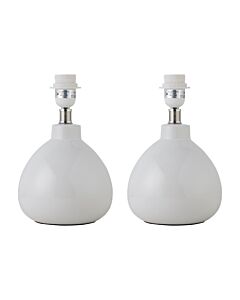 Set of 2 Tuscan - White Ceramic Table Lamp Bases Only for 25cm Diameter Shade