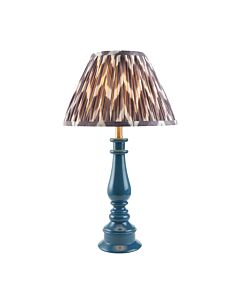 Endon Lighting - Myrtle & Zigzag 30cm - 114931 - Blue Warm Brass Grey Table Lamp With Shade