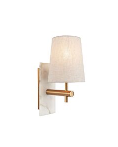 Bert - Vintage Brass White Marble Natural Cone Straight Arm Wall Light