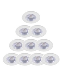 Set of 10 Matt White Fire Rated 6W LED 4000K Recessed Downlights