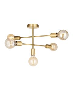 Endon Lighting - Studio - 98786 - Satin Brass 5 Light Flush Ceiling Light