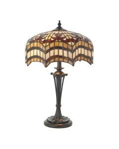 Interiors 1900 - Vesta - 64376 - Dark Bronze Tiffany Glass 2 Light Table Lamp