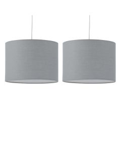 Set of 2 Grey Textured Cotton 30cm Pendant Lightshades