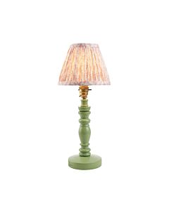 Endon Lighting - Bibury & Leaf 16cm - 115875 - Green Aged Brass Peach Table Lamp With Shade