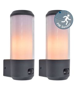 Set of 2 Heros - Dark Grey Opal IP44 Outdoor Sensor Wall Lights