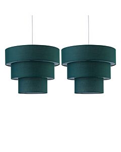 Set of 2 Barty - Dark Green 38cm Tiered Pendant Shades