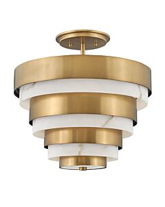 Quintiesse - Echelon - QN-ECHELON-SF - Heritage Brass 3 Light Flush Ceiling Light