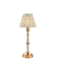 Endon Lighting - Morton Rechargeable & Leaf 16cm - 114838 - LED Aged Brass Green Touch Table Lamp With Shade