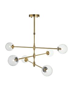 Lubo - Aged Brass Clear Glass 6 Light Ceiling Pendant Light