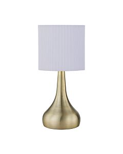 Romana - Antique Brass Touch Table Lamp with White Pleated Shade
