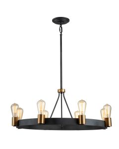 Quintiesse - Silas - QN-SILAS-8P-DZ - Aged Zinc Heritage Brass 8 Light Chandelier