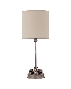 Maurice - Antique Gold Mouse Table Lamp With Oatmeal Linen Shade