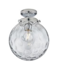 Endon Lighting - Elston - 95994 - Chrome Clear Dimpled Glass IP44 Bathroom Ceiling Flush Light