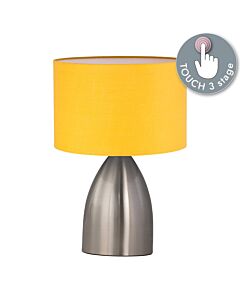 Valentina - Brushed Chrome Touch Lamp with Ochre Shade