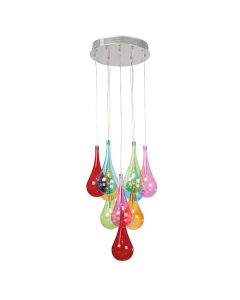 Endon Lighting - Niro - NIRO-10MULTI - Chrome Multi Coloured Glass 10 Light Ceiling Pendant Light