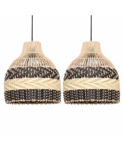 Set of 2 Tanya - Natural Rattan Mix Pendant Lightshades