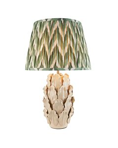 Endon Lighting - Layered Leaf & Zigzag 35cm - 116461 - Cream Crackle Aged Brass Green Ceramic Table Lamp With Shade