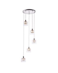 Endon Lighting - Verina - 76520 - Chrome Clear Crystal Glass 5 Light Ceiling Pendant Light