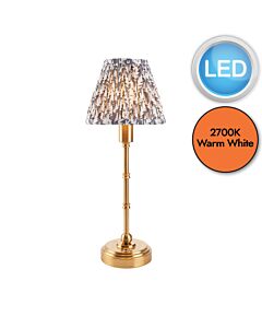 Endon Lighting - Burley Rechargeable & Leaf 16cm - 114795 - LED Aged Brass Grey Touch Table Lamp With Shade