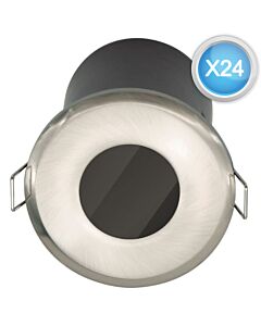 Set of 24 Fire Rated Bathroom Downlights - Brushed Steel IP65 Recessed Downlight